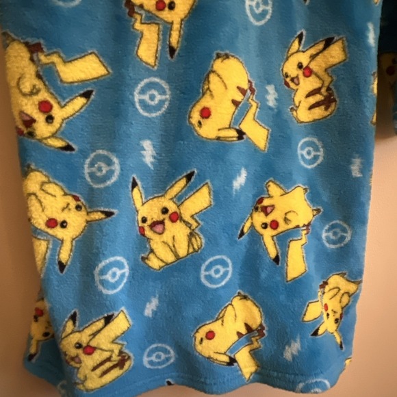 Pokemon Pikachu Plush Pajama Bathrobe Youth Blue Medium 8/10 - Picture 15 of 16